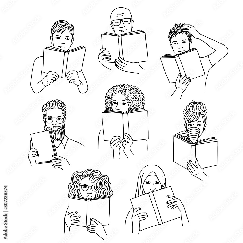 reading books drawing