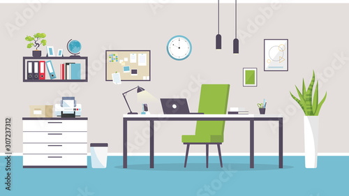 Business workspace in room interior