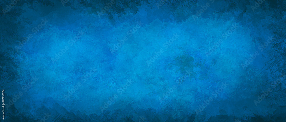 Blue grunge marbled texture banner with space for text or image