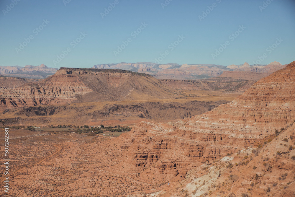 Fototapeta premium Landscape from mountain of Zion Natural Park in Virgin, Utah
