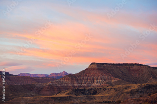 Evening light in the great canyon of the Colorado. Heaven. In Virgin, Utah in the United State