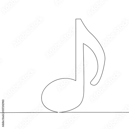 whole note illustration with single one continuous line art drawing style.