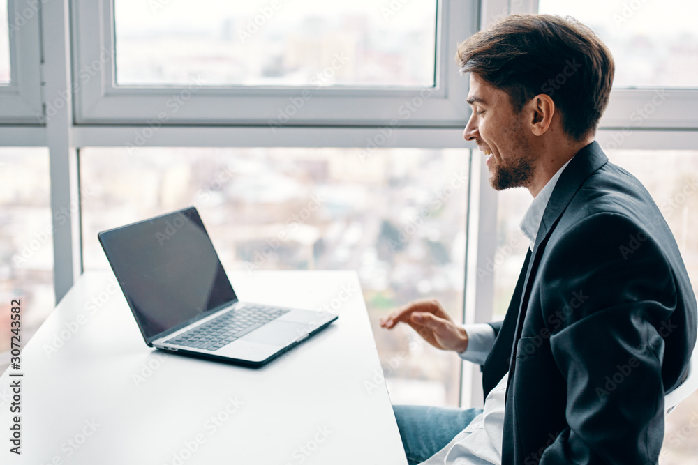 businessman working on laptop in office