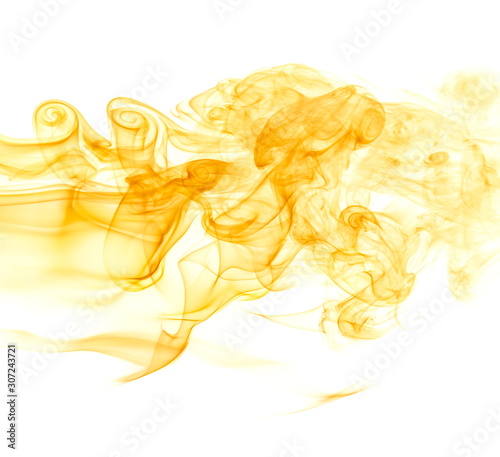 Yellow smoke on white background