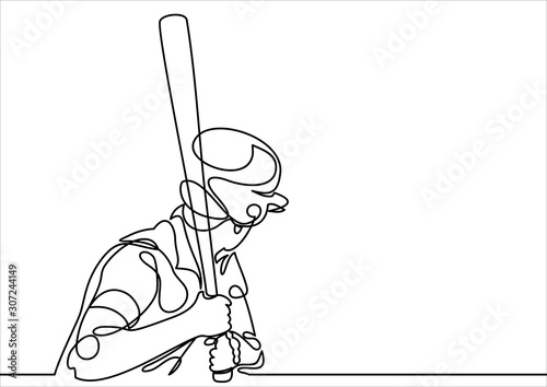 Baseball player vector- continuous line drawing