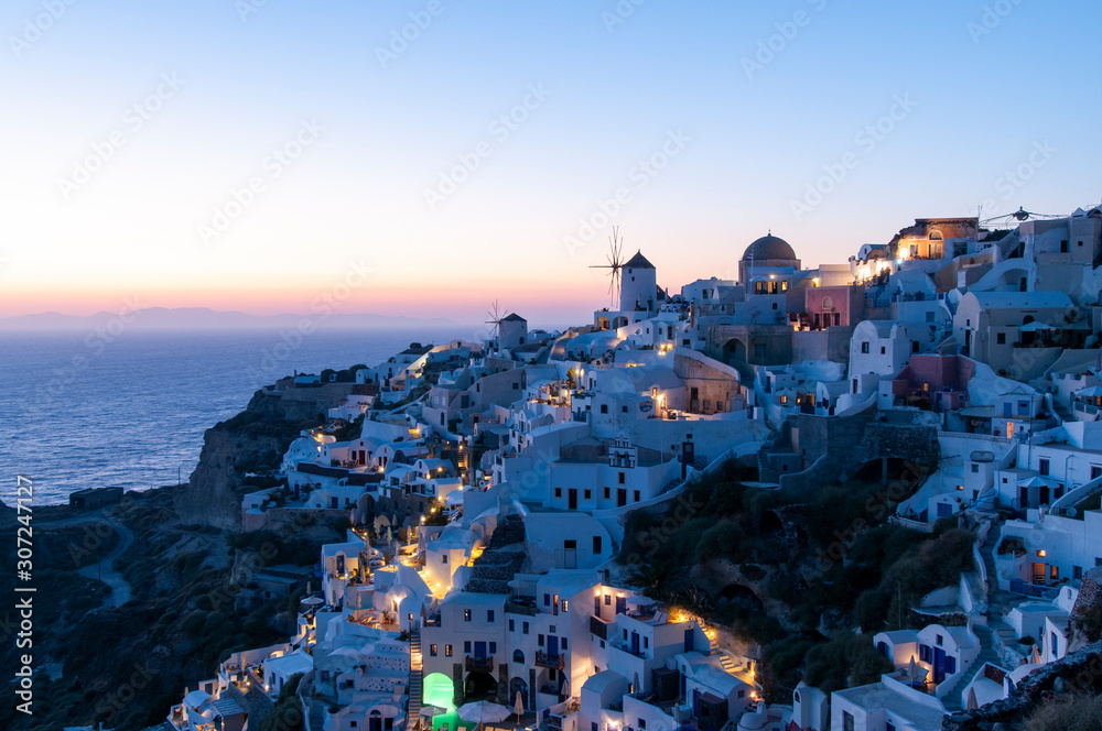 Ia at dusk Santorini Cyclades Greek Islands Greece