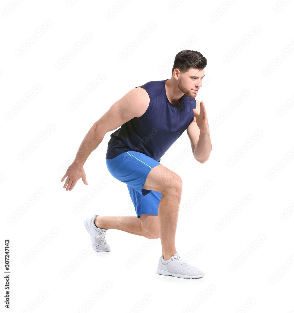 Sporty young man on white background Sporty young man on white background