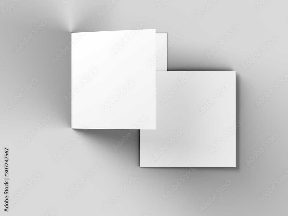 Brochure in square format folded to two - mockup. 3d illustration Brochure in square format folded to two - mockup. 3d illustration
