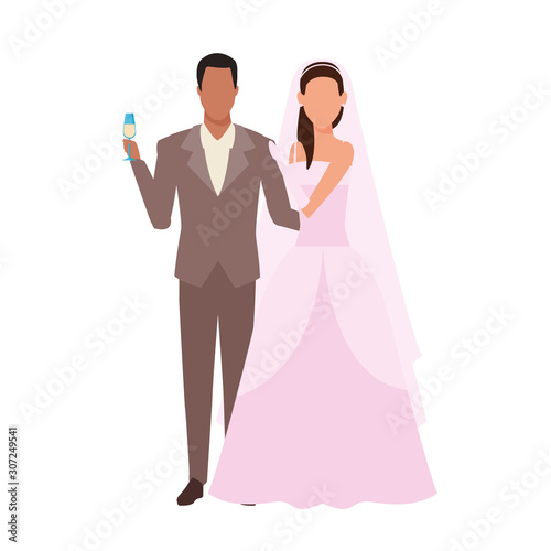 avatar bride and groom icon, flat design