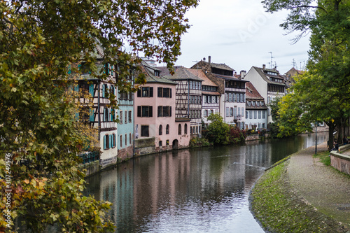 River side in Strassbourg, France - typical old houses and bridges in this old historical city
