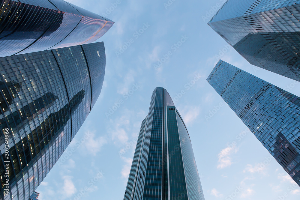 Modern futuristic skyscrapers