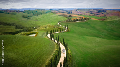 driving van in serpentine tuscany 