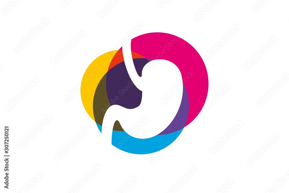 Fototapeta premium Colorful Stomach Logo vector illustration design - creative Gastroenterology Healthy Logo element icon, Stomach healthcare icon vector template