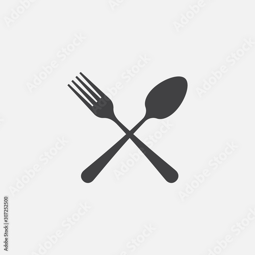Spoon and Fork icon, Crossed symbol, restaurant Flat Vector illustration, Restaurant Symbol, cooking icon vector