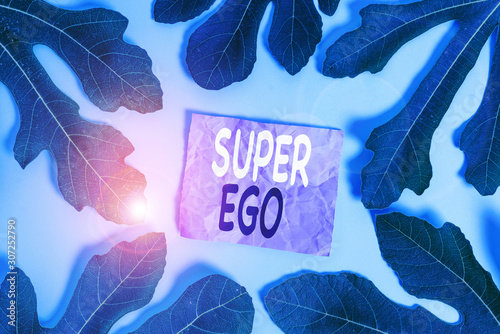 Word writing text Super Ego. Business photo showcasing The I or self of any demonstrating that is empowering his whole soul
