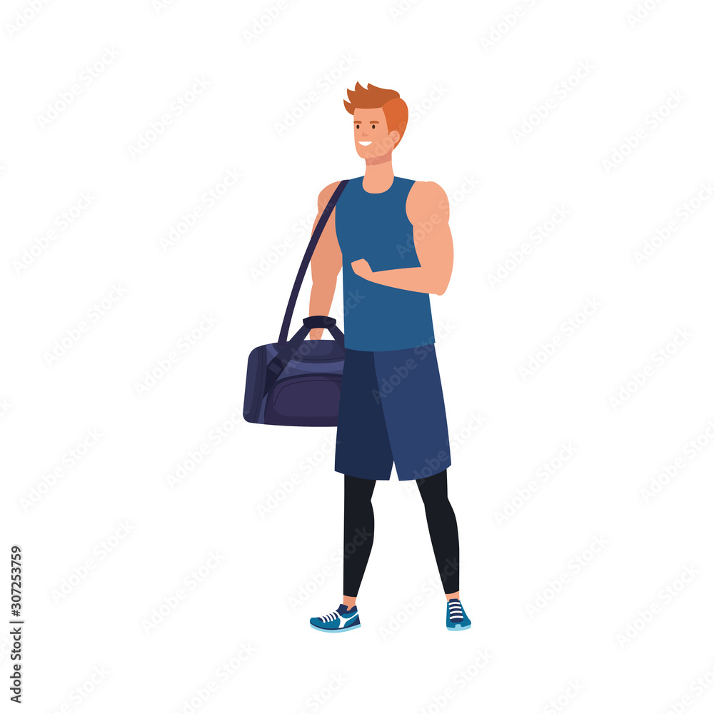 young man athlete with handbag gym avatar character vector illustration design young man athlete with handbag gym avatar character vector illustration design