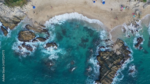 Conchas Chinas beach in Puerto Vallarta. Aerial drone view of beach in Jalisco Mexico. photo