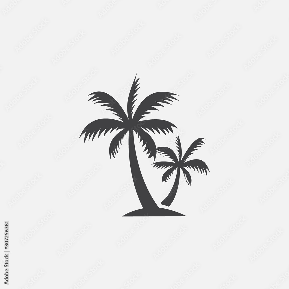 Palm tree silhouette icon vector, Palm tree vector illustration, coconut tree icon vector illustration, simple flat vector illustration