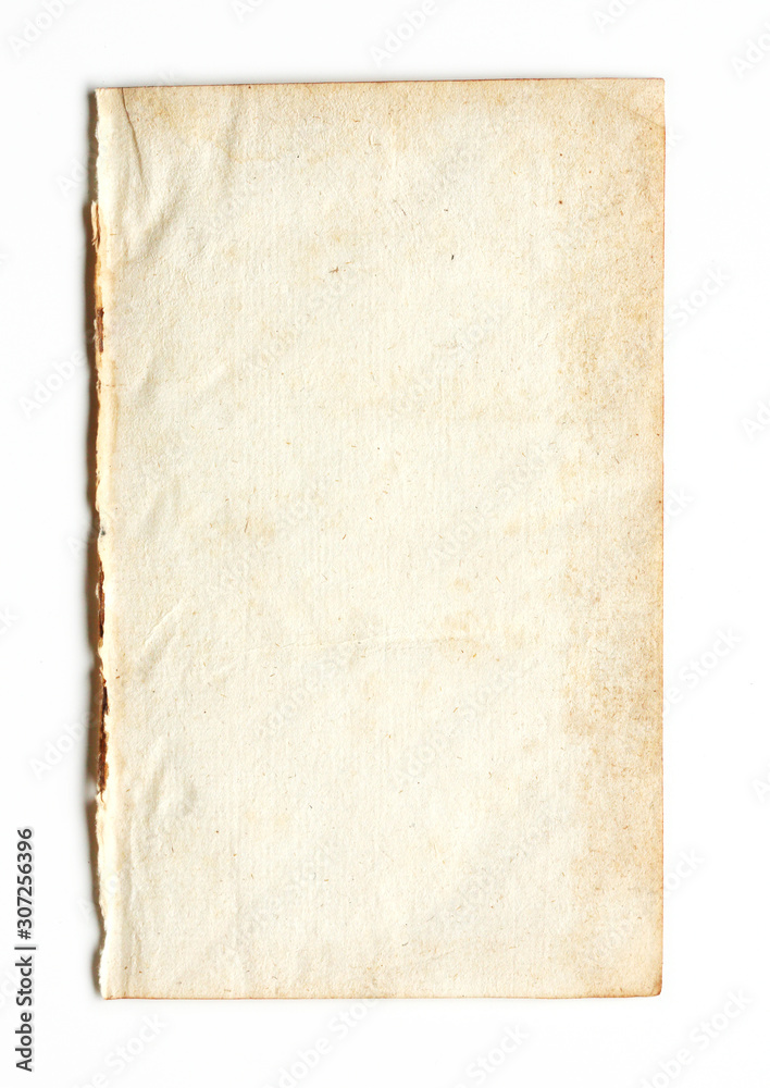 old, vintage paper background isolated on white