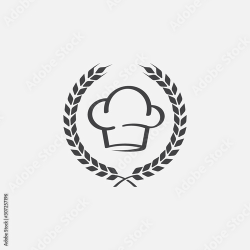 Hat for chef kitchens, chef hat icon vector, Chef cap design with laurel wreath