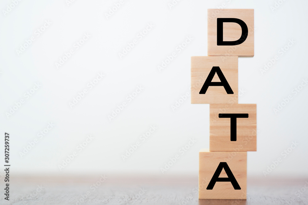 DATA word written on wooden cubes DATA word written on wooden cubes