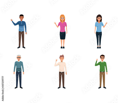 icon set of cartoon people standing, flat design © Jemastock