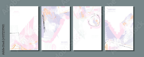 Elegant natural pastel muted pale calm tones card templates set. Collection of romantic invitations © Olya Kartavaya