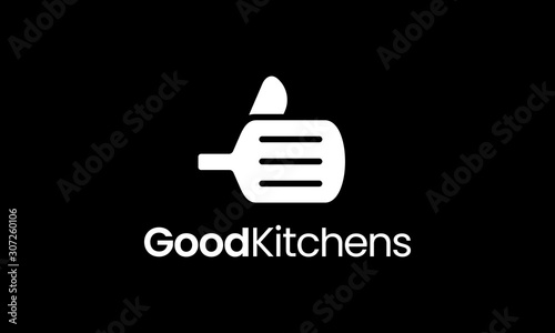 illustration logo from good hand with spatula logo design concept