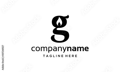 initial G with fire logo design concept