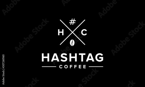 hashtag coffee logo design template