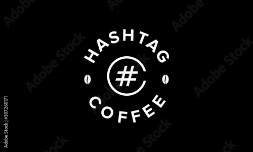 illustration logo from hashtag and coffee or hashtag with letter C logo design concept