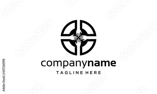 illustration logo from hand or community or charity logo design concept