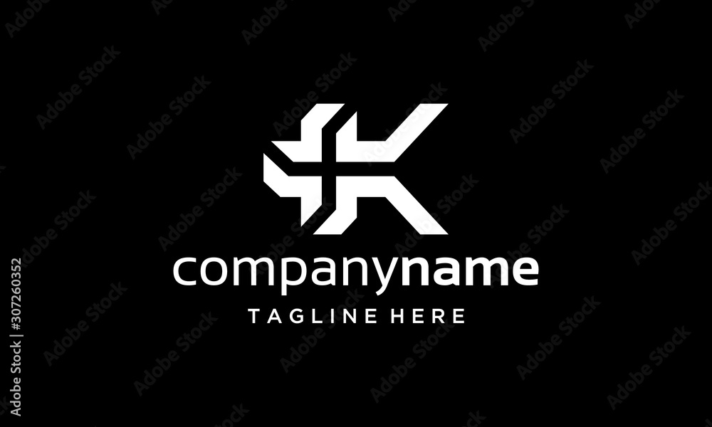 Combination logo from plus sign with letter K logo design concept Combination logo from plus sign with letter K logo design concept