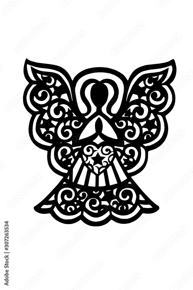Angel silhouette isolated on white