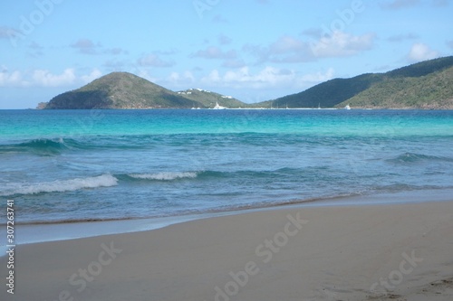 Beautiful Azure blue water at Tortola Beach British Virgin Islands
