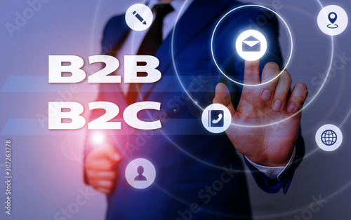 Word writing text B2B B2C. Business photo showcasing two types for sending emails to other showing Outlook accounts photo