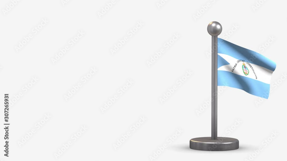Corrientes 3D waving flag animation on tiny flagpole. Corrientes 3D waving flag animation on tiny flagpole.