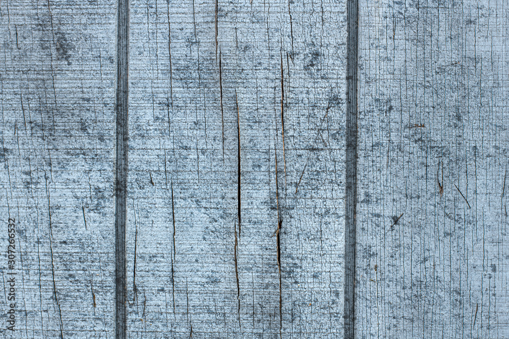 Fototapeta premium Distressed Blue Vintage Scratchy Dirty Wood Panel Wall