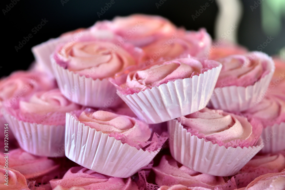 delicious colorful party candy on blurred background