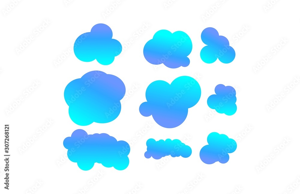 Modern Trendy Blue Clouds Set Modern Trendy Blue Clouds Set