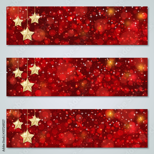 Christmas and New Year red luxury vector banners templates collection