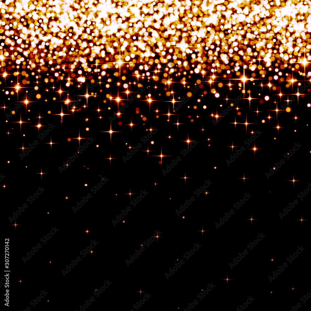 Festive background, gold confetti on black background, gold particles falling, glitter, stars shining, elegant, Christmas, party Festive background, gold confetti on black background, gold particles falling, glitter, stars shining, elegant, Christmas, party