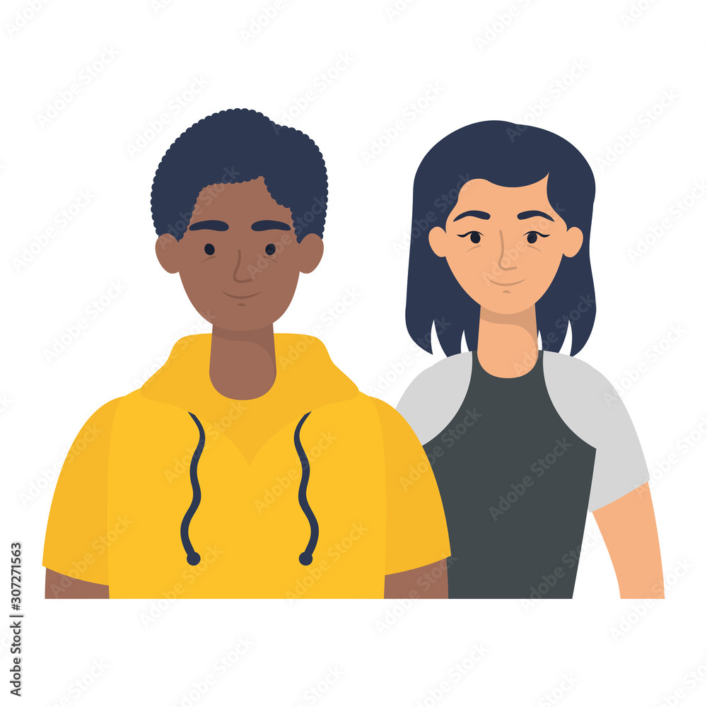young interracial couple avatars characters young interracial couple avatars characters
