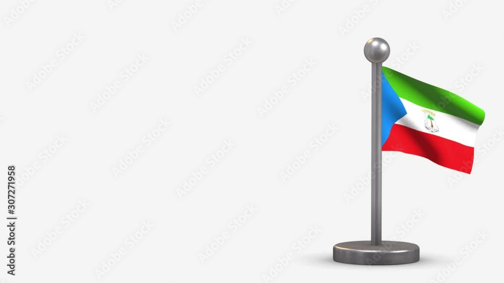 Equatorial Guinea 3D waving flag animation on tiny flagpole.
