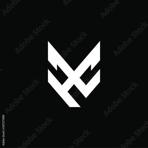 Initial letter X L or H C logo template with fox head simplicity in flat design illustration