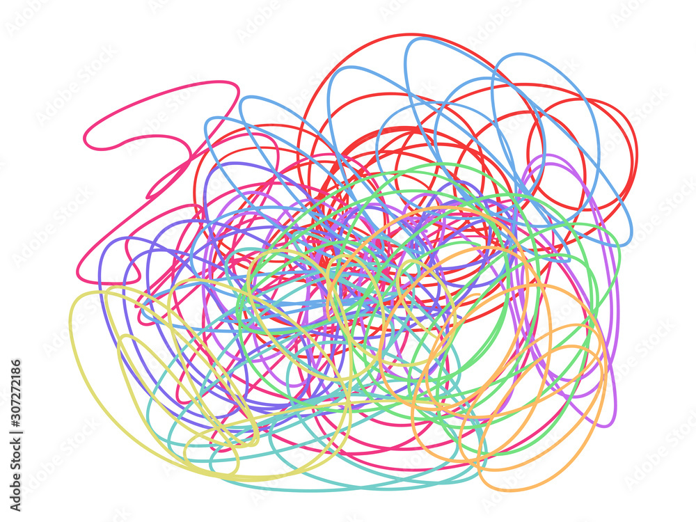 Colorful tangled on white. Chaos pattern. Scribble sketch Colorful tangled on white. Chaos pattern. Scribble sketch