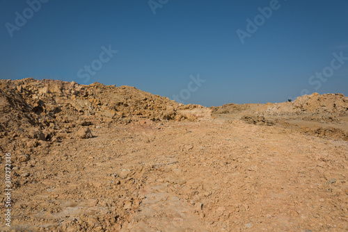 Earthwork ground with sky background view