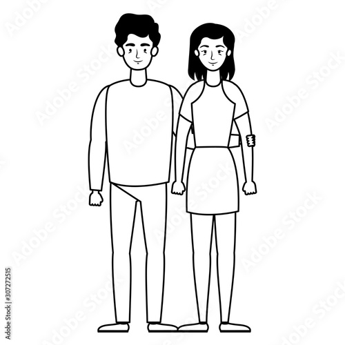 young lovers couple avatars characters
