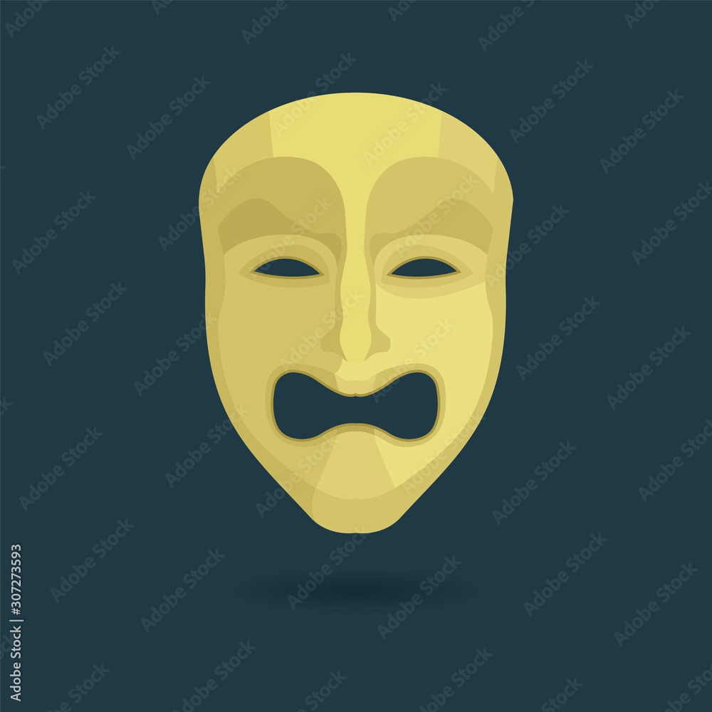 Theatrical mask. Tragedy mask illustration. Part of set. Theatrical mask. Tragedy mask illustration. Part of set.