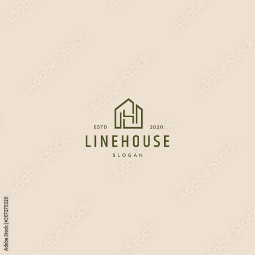 Initial H home logo hipster vintage retro vector line outline art icon